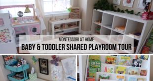 MONTESSORI AT HOME: Montessori Playroom Tour (Shared Baby & Toddler!) Discover ideas for how to organize a shared Montessori playroom area, as Ashley gives a detailed tour of her 2.5 year old toddler's and 8 month old baby's shared space.