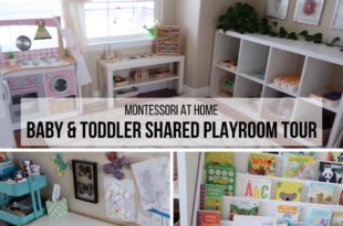 MONTESSORI AT HOME: Montessori Playroom Tour (Shared Baby & Toddler!) Discover ideas for how to organize a shared Montessori playroom area, as Ashley gives a detailed tour of her 2.5 year old toddler's and 8 month old baby's shared space.