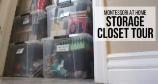 MONTESSORI AT HOME: Storage Closet Tour (Montessori Materials for 0-3 Years) Ashley shares all of the Montessori materials and activities that are currently in her storage boxes for infants, toddlers, and early preschool!